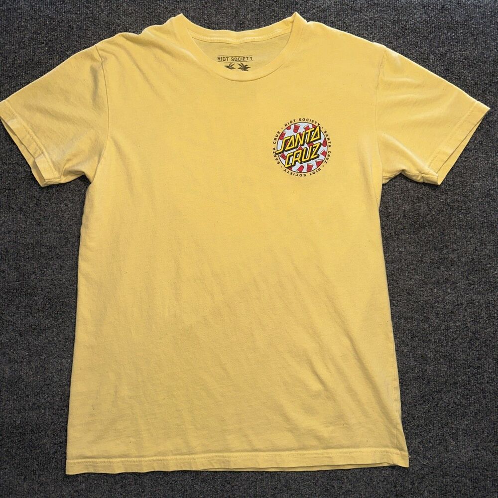 Santa Cruz Riot Society T-Shirt Men’s Size Medium Streetwear Yellow